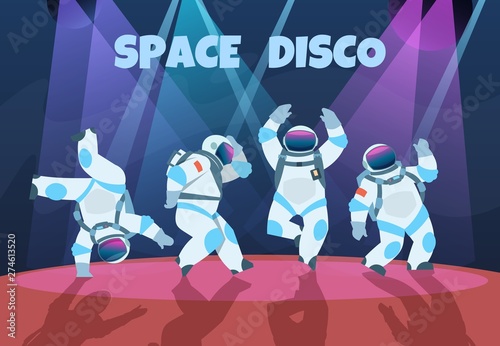 Plakaty POP  astronauci-partyjni-retro-taniec-kosmonauta-plakat-rozrywkowy-disco-z-kosmonauta-pop-artu
