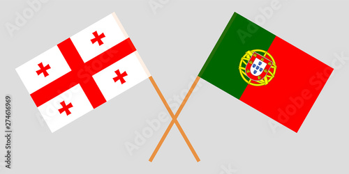 Georgia And Portugal Crossed Georgian And Portuguese Flags