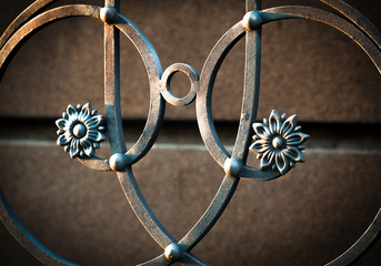 Elements of a metal gate, forged flower.