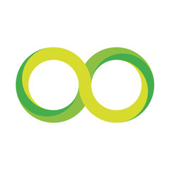 Sticker - Green infinity symbol icon. 3D-like gradient design effect. Vector illustration