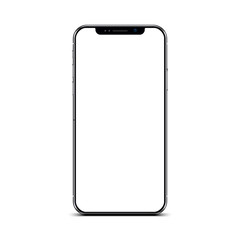 Poster - Black smartphone with empty touch screen, new model - for stock vector