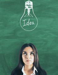 Aufkleber - Pretty businesswoman with lamp