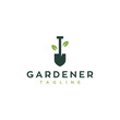 shovel gardener vector icon logo design