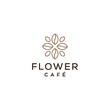 flower coffee shop concept vector icon logo design