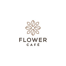 Flower Coffee Shop Concept Vector Icon Logo Design