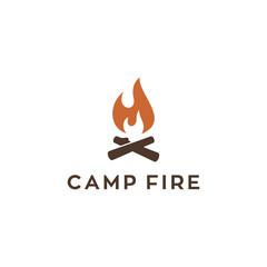 camp fire vector logo design