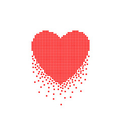 Sticker - Heart icon in pixel design on a white background.