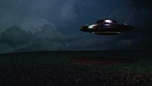 UFO Spaceship Landing At Night