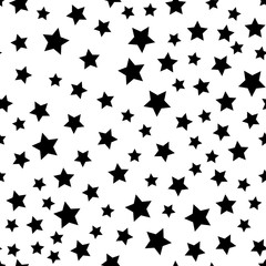 Wall Mural - Star seamless pattern. White and black retro background. Chaotic elements. Abstract geometric shape texture. Effect of sky. Design template for wallpaper,wrapping, textile. Vector Illustration.