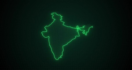 Wall Mural - Glowing bright neon India map