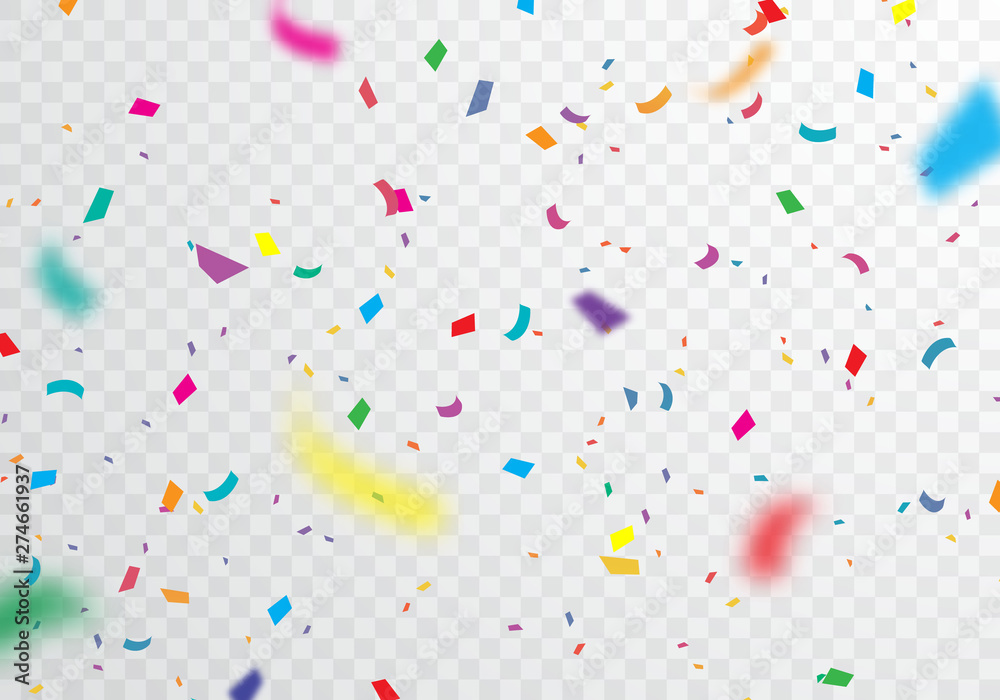  Confetti, bright colors, carnival and party can be separated from the transparent background - obrazy, fototapety, plakaty 