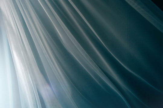 Waving Curtain White Cloth | Flying Transparent Textile with Soft Natural Light