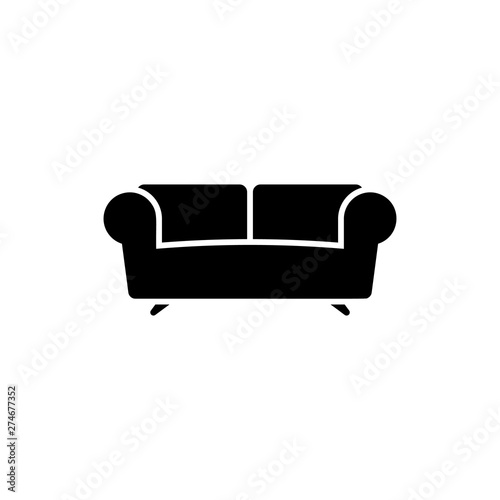 Black Sofa icon isolated on white background. Vector Illustration Poster Mural XXL