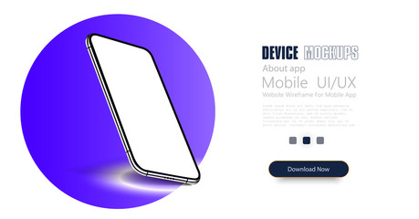 Aufkleber - Smartphone frame less blank screen, rotated position. 3d isometric illustration cell phone. Smartphone perspective view. Template for infographics or presentation UI design interface. vector