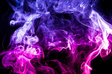 Colored smoke on black background