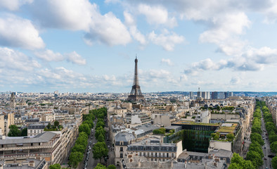 Canvas Print - Paris city in France with Eiffel tower iconic and symbol of France in summer	