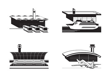 Wall Mural - Public transport stations from above - vector illustration