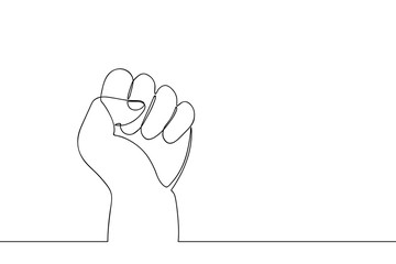 Poster - Continuous line drawing fist. One line hand with clenched fingers. Protest or revolution concept. Vector illustration.