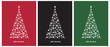© Magdalena - Merry Christmas-Feliz Navidad, Spanish Christmas Vector Card.White Christmas Tree on a Red, Black and Green Background. Christmas Illustration in 3 Different Colors.Tree Made of Star, Heart, Snowflake