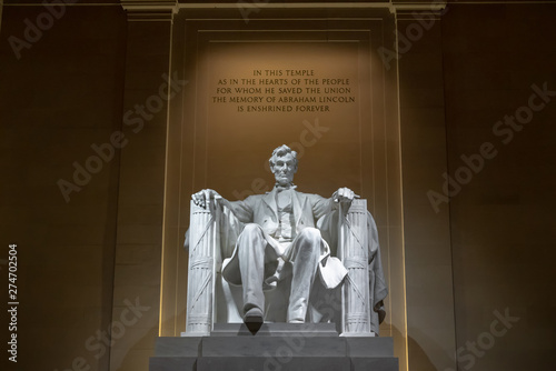 Abraham Lincoln Memorial in Washington DC, United States, history and culture fo Tableau sur Toile