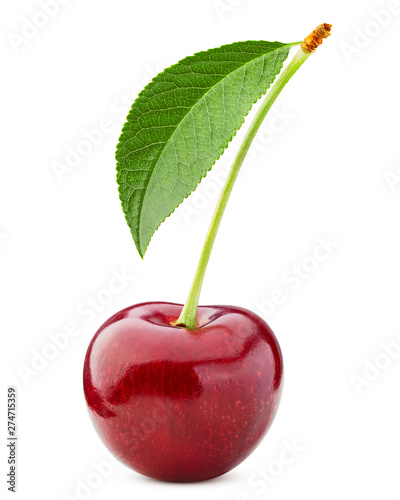 Fotomural cherry isolated on white background, full depth of field, clipping path