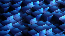 Abstract Blue Cubes 3d Background - 3d Rendering