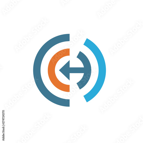 Half Circle Line Color Connect With Arrow Logo Concept Buy This