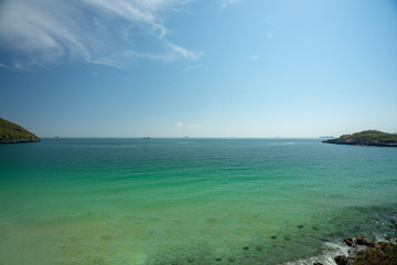 The sea landscape on hellfire pass beach of Koh Si Chang, Chonburi, Thailand.