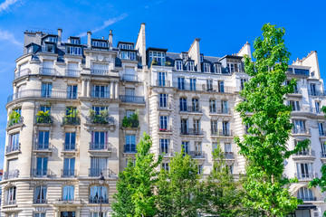 Paris, typical building, parisian facade and windows place du Pantheon