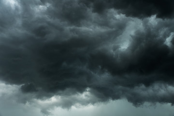 Wall Mural - weather in summer with black cloud and storm, dark sky and dramatic storm clouds before rainy, bad w