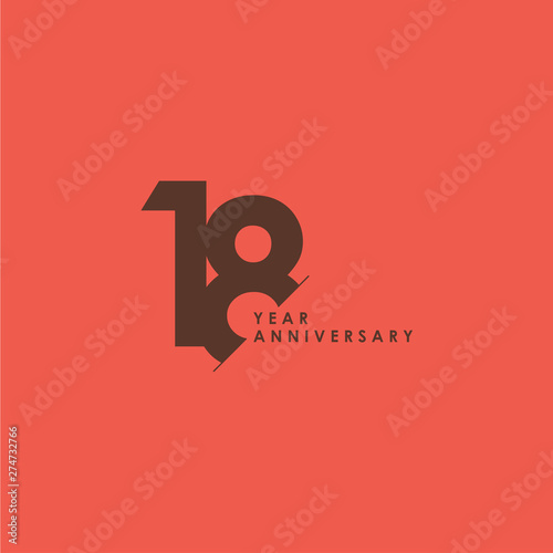 18 Years Anniversary Celebration Vector Template Design Illustration Tableau sur Toile