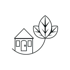 Isolated house with leaves design