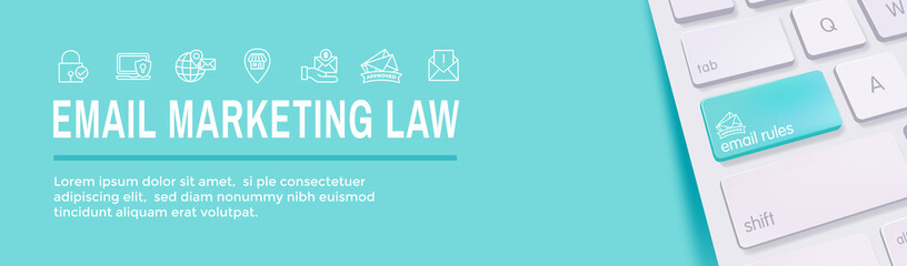 email marketing rules and regulations icon set & web header banner