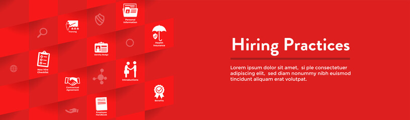 Wall Mural - Hiring Practices icon set and web header banner