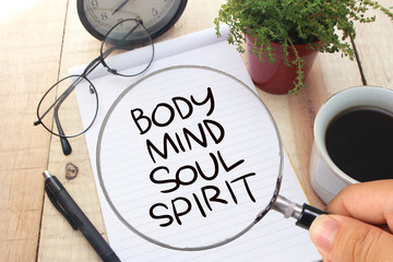 Wall Mural - Body Mind Soul Spirit, Motivational Words Quotes Concept