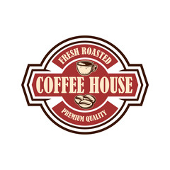 Wall Mural - Coffee house emblem template. Design element for logo, label, sign, poster, flyer. Vector illustration