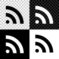 Leinwandbilder - RSS icon isolated on black, white and transparent background. Radio signal. RSS feed symbol. Vector Illustration