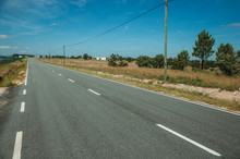 Countryside Paved Road And Electric Poles