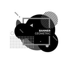 Poster - creative geometric banner template. modern black and white futuristic graphic elements for music alb