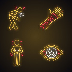 Sticker - Seasonal allergy symptoms neon light icons set