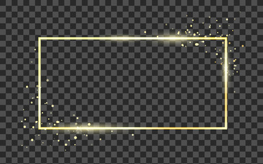 Poster - golden frame template with glitter effect for banner, poster or postcard. gold square shape frame wi