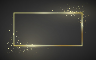 Poster - golden frame template with glitter effect for banner, poster or postcard. gold frame with space for 