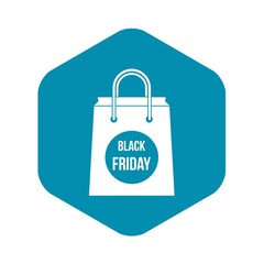 Poster - Black Friday shopping bag icon in simple style on a white background vector illustration