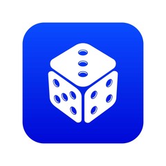 Poster - Cube casino icon blue vector isolated on white background