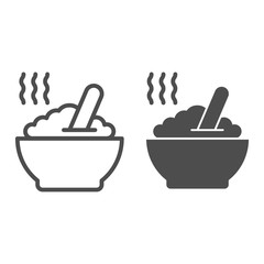 Poster - Porridge line and glyph icon. Hot dish vector illustration isolated on white. Cereal outline style design, designed for web and app. Eps 10.