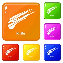 Poster - Knife icons set collection vector 6 color isolated on white background