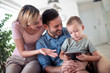 Modern family using digital tablet