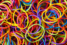 Detail Of Multi Colorful Rubber Band Background , Top View