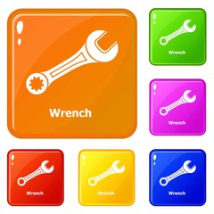 Poster - Wrench icons set collection vector 6 color isolated on white background