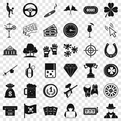 Poster - Blackjack icons set. Simple style of 36 blackjack vector icons for web for any design